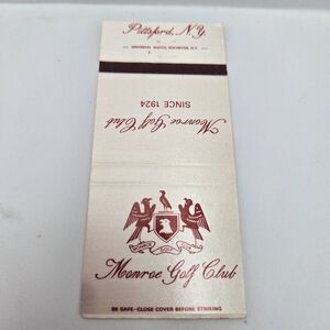 Vintage Matchcover Monroe Golf Club Pittsford New York
